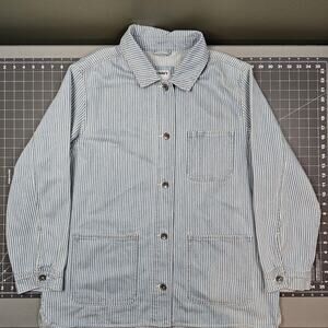 Old Navy Chore Coat Womens Large Hickory Railroad Stripe Workwear Retro Barn